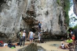 A new anchorage for us was Railay Beach.  It is only accessible by boat and is a funky tourist area with a 
